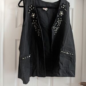 Black Sleeveless Beaded Vest